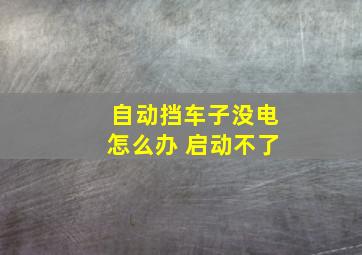 自动挡车子没电怎么办 启动不了